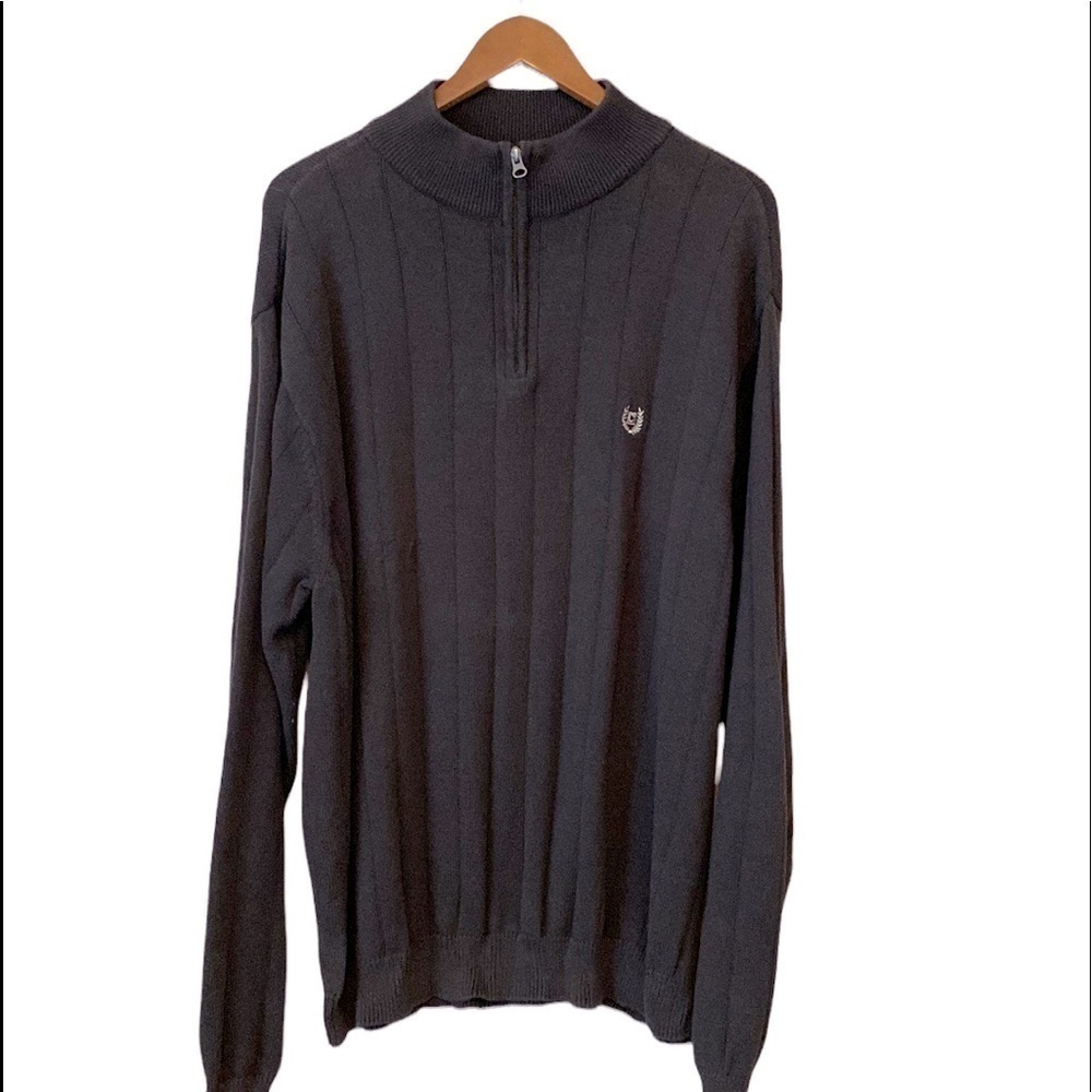 Men’s sweater Chaps big man brown 1/4 zip up cable knit sweater XXL.